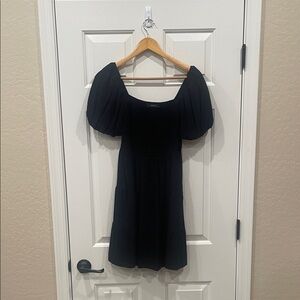 Elegant Black Puff Sleeve Mini Dress